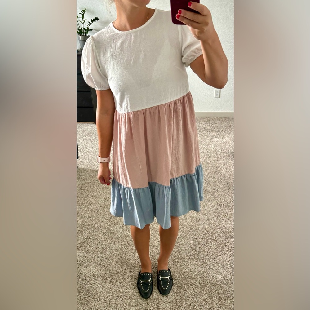 Pastel Layered peplum dress